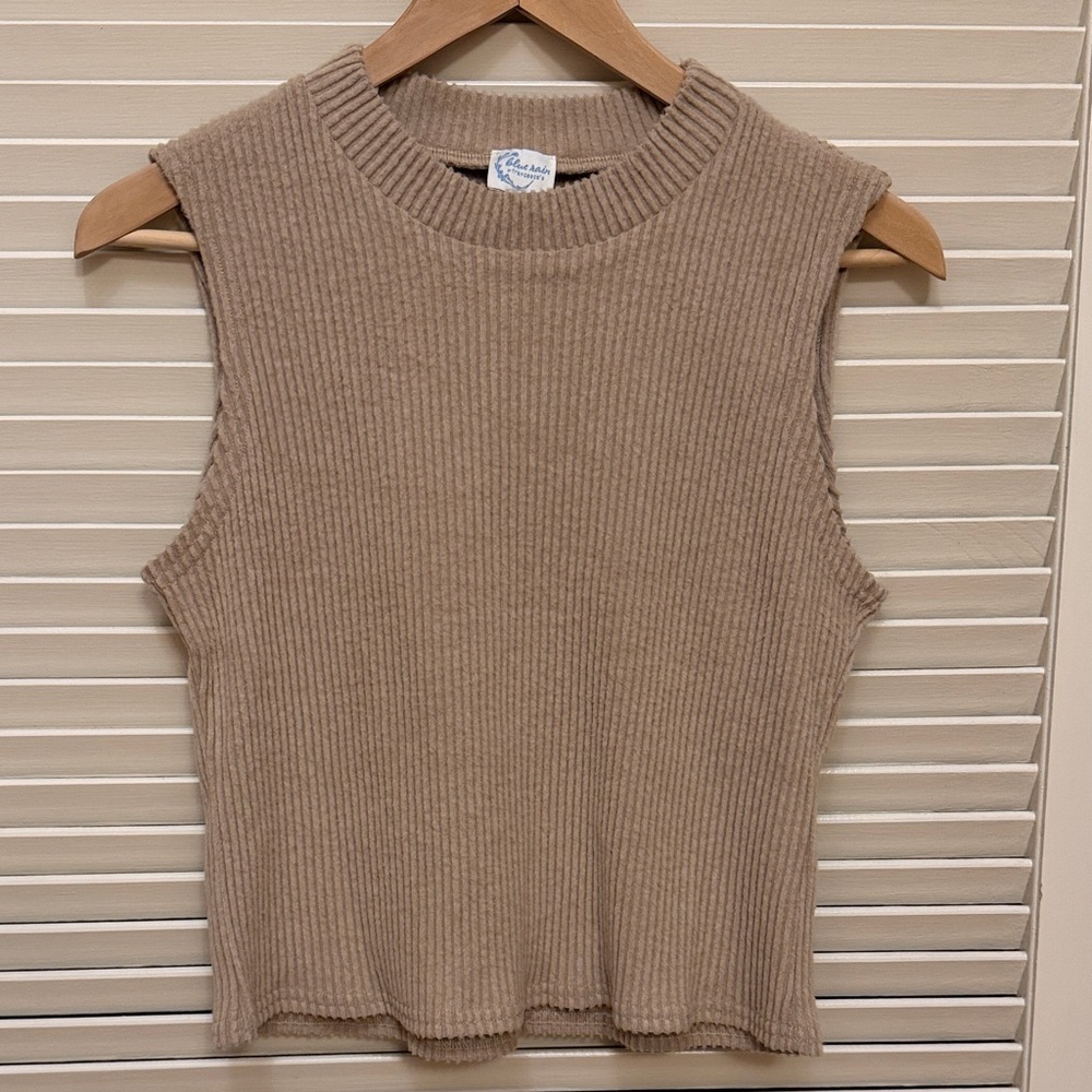 Blue Rain Ribbed Tank Top in Tan, Size Large, GUC